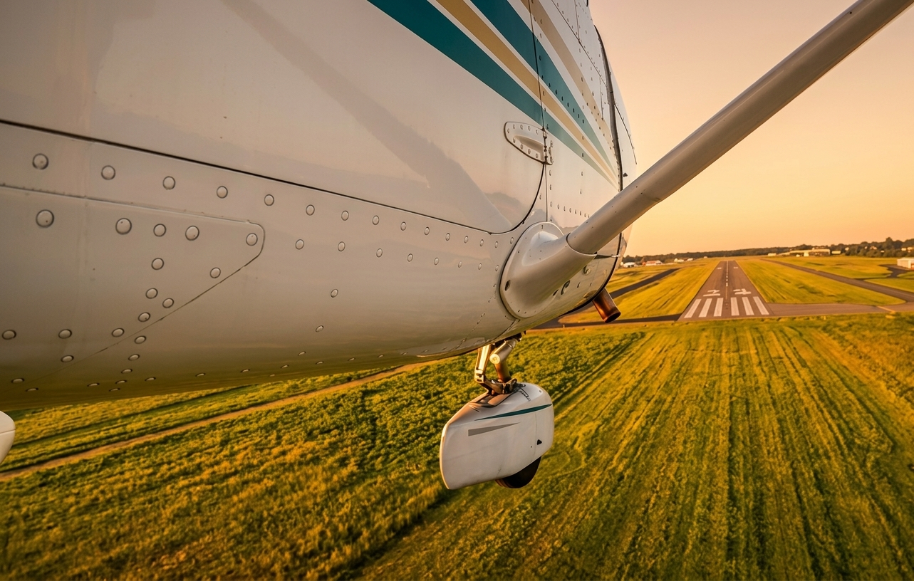 Runway approach at golden hour